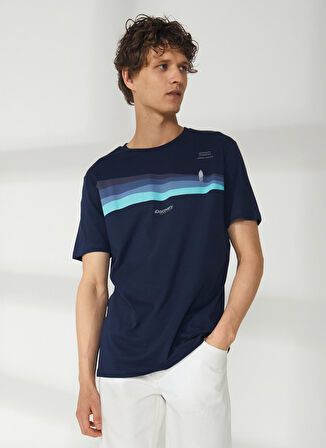 Discovery Expedition Lacivert Erkek Bisiklet Yaka Kısa Kollu Relaxed Baskılı T-Shirt HARDAP