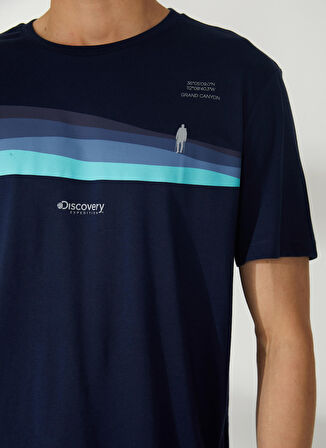 Discovery Expedition Lacivert Erkek Bisiklet Yaka Kısa Kollu Relaxed Baskılı T-Shirt HARDAP