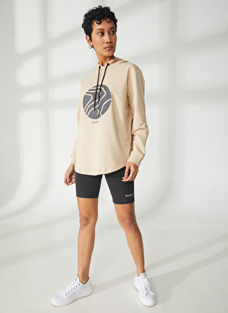 Discovery Expedition Bej Kadın Kapüşonlu Uzun Kollu Relaxed Nakışlı Sweatshirt W-ALVES