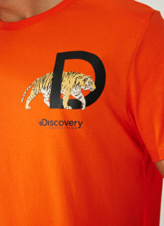 Discovery Expedition Turuncu Erkek Bisiklet Yaka Kısa Kollu Baskılı T-Shirt MERCAN