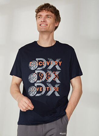 Discovery Expedition Lacivert Erkek Bisiklet Yaka Kısa Kollu Relaxed Baskılı T-Shirt ROTAN