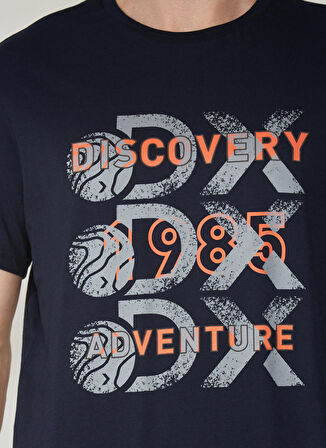 Discovery Expedition Lacivert Erkek Bisiklet Yaka Kısa Kollu Relaxed Baskılı T-Shirt ROTAN