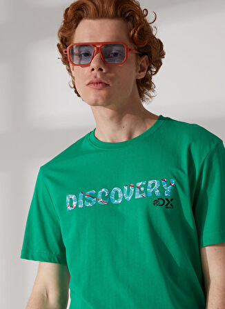 Discovery Expedition Yeşil Erkek Bisiklet Yaka Kısa Kollu Relaxed Baskılı T-Shirt HOLDEN