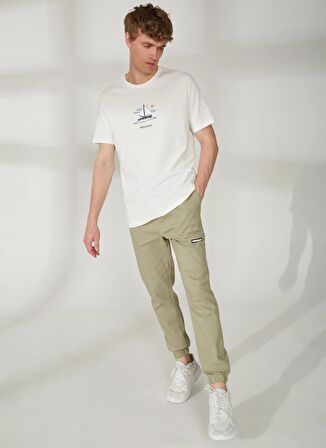 Discovery Expedition Bisiklet Yaka Baskılı Kırık Beyaz Erkek T-Shirt YELKEN