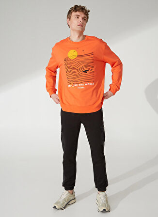 Discovery Expedition Turuncu Erkek Bisiklet Yaka Uzun Kollu Loose Fit Baskılı Sweatshirt OCEAN