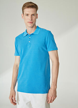 People By Fabrika Yıkamalı Saks Erkek Polo T-Shirt ALI23