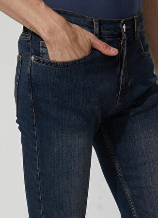 People By Fabrika Normal Bel Normal Paça Slim Fit Koyu İndigo Erkek Denim Pantolon 23TRJ01