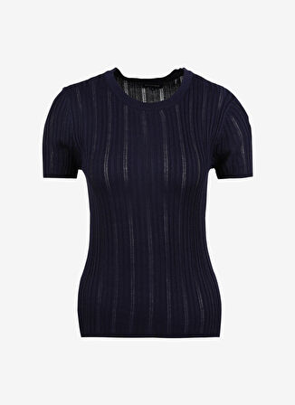 Fabrika Bisiklet Yaka Basic Fitilli Lacivert Kazak Kadın F3WL-KZK3