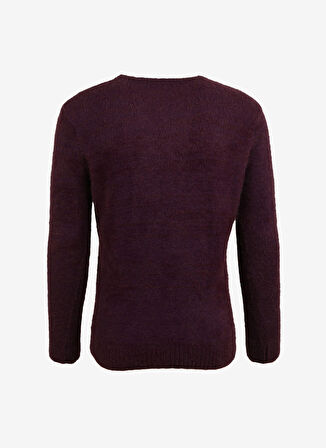 Fabrika Bisiklet Yaka Loose Fit Düz Bordo Erkek Kazak F3WM-KZK146