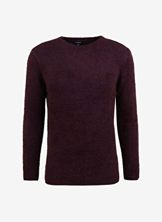 Fabrika Bisiklet Yaka Loose Fit Düz Bordo Erkek Kazak F3WM-KZK146