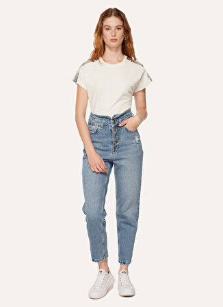Aeropostale Yüksek Bel Normal Paça Mom Fit Açık İndigo Kadın Denim Pantolon A3WL-PNT2