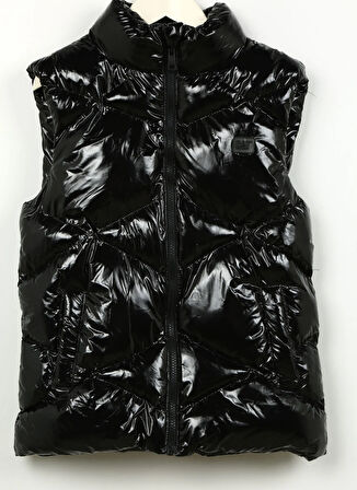 Siyah Kadın Dik Yaka Standart Kapitone Puffer Yelek C3WG-YLK02