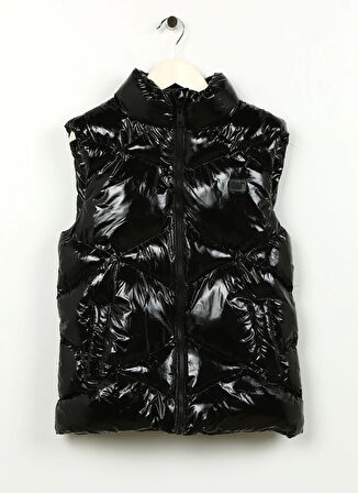 Siyah Kadın Dik Yaka Standart Kapitone Puffer Yelek C3WG-YLK02