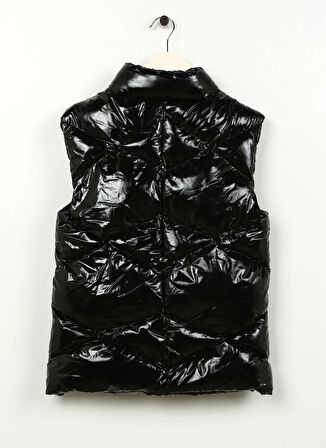 Siyah Kadın Dik Yaka Standart Kapitone Puffer Yelek C3WG-YLK02