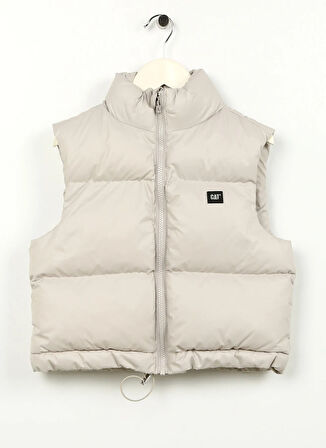 Ekru Kız Çocuk Dik Yaka Standart Fit Kapitone Yelek C3WG-YLK01