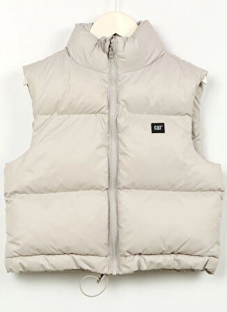 Ekru Kız Çocuk Dik Yaka Standart Fit Kapitone Yelek C3WG-YLK01