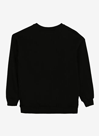 Siyah Erkek Çocuk Bisiklet Yaka Oversize Sweatshirt D3WB-SWT14