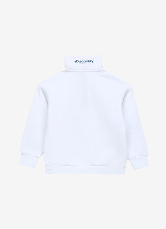 Discovery Expedition Beyaz Kız Çocuk Dik Yaka Crop Baskılı Sweatshirt D3WG-SWT25