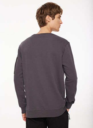 Füme Erkek Bisiklet Yaka Baskılı Sweatshirt D3WM-SWT38