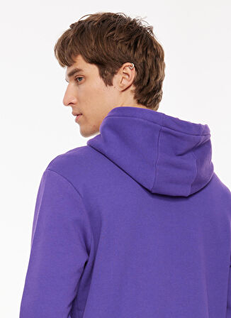 Mor Erkek Kapüşonlu Baskılı Sweatshirt D3WM-SWT41