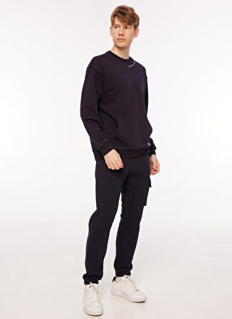 Aeropostale Bisiklet Yaka Baskılı Lacivert Erkek Sweatshırt A3WM-SWT6