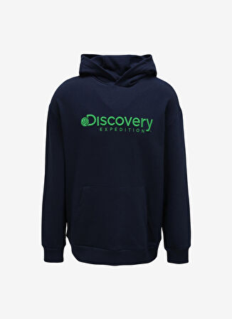 Lacivert Erkek Kapüşonlu Nakışlı Sweatshirt D3WM-SWT28