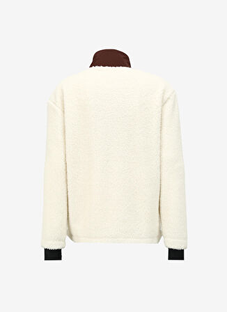 Kırık Beyaz Erkek Bato Yaka Blok Polar Sweatshırt D3WM-SWT3