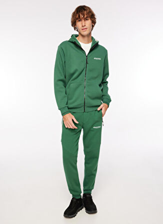 Koyu Yeşil Erkek Kapüşonlu Desenli Sweatmont D3WM-SWT15