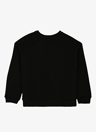 Caterpillar Siyah Kız Çocuk Bisiklet Yaka Oversize Baskılı Sweatshirt C3WG-SWT50