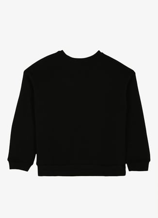 Caterpillar Siyah Kız Çocuk Bisiklet Yaka Oversize Baskılı Sweatshirt C3WG-SWT50