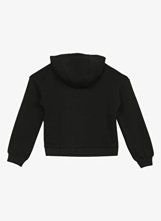 Caterpillar Siyah Kız Çocuk Bisiklet Yaka Crop Baskılı Sweatshirt C3WG-SWT14