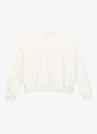 Caterpillar Ekru Kız Çocuk Bisiklet Yaka Oversize Baskılı Sweatshirt C3WG-SWT13