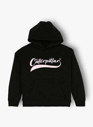 Caterpillar Siyah Kız Çocuk Kapüşon Yaka Relaxed Fit Baskılı Sweatshirt C3WG-SWT02