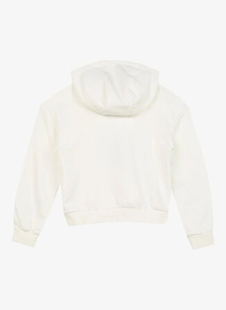 Caterpillar Ekru Kız Çocuk Bisiklet Yaka Crop Baskılı Sweatshirt C3WG-SWT14