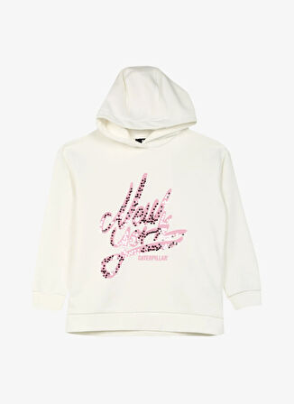 Caterpillar Ekru Kız Çocuk Kapüşon Yaka Sweatshirt C3WG-SWT101