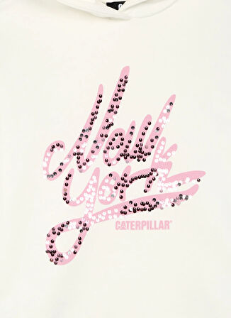 Caterpillar Ekru Kız Çocuk Kapüşon Yaka Sweatshirt C3WG-SWT101