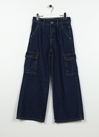 Caterpillar Koyu İndigo Kız Çocuk Boru Paça Düz Kargo Pantolon C3WG-PNT02