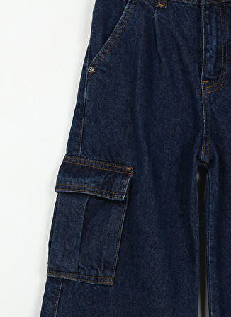 Caterpillar Koyu İndigo Kız Çocuk Boru Paça Düz Kargo Pantolon C3WG-PNT02