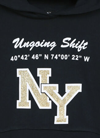 Caterpillar Lacivert Kız Çocuk Bisiklet Yaka Oversize Baskılı Sweatshirt C3WG-SWT108