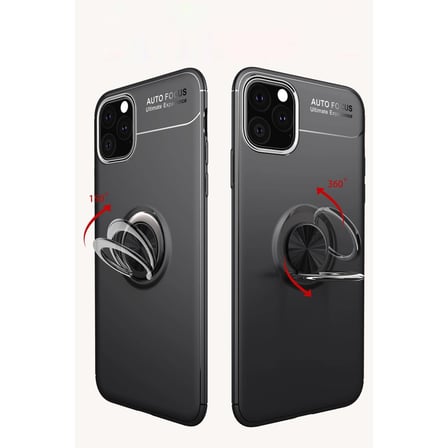 iPhone 11 Pro Max Kılıf Range Yüzüklü Silikon - Siyah-mavi