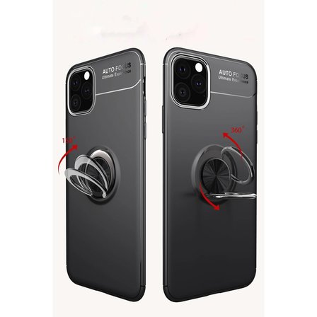 iPhone 11 Pro Kılıf Range Yüzüklü Silikon - Siyah-kırmızı