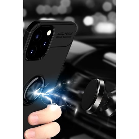 Newface iPhone 12 Pro Max Kılıf Range Yüzüklü Silikon - Kırmızı