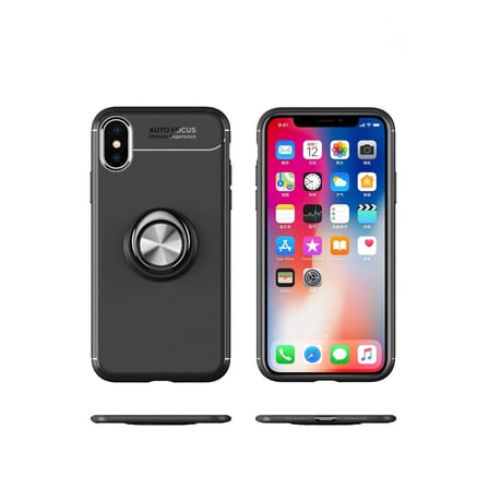 iPhone Xs Max Kılıf Range Yüzüklü Silikon - Siyah-gold