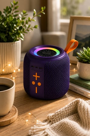 Taşınabilir Bluetooth Hoparlör 6W Güçlü Ses, RGB LED Işık, 1500 mAh Batarya, TF Kart Destekli Kablosuz Mini Hoparlör,..,