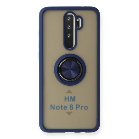Newface Xiaomi Redmi Note 8 Pro Kılıf Montreal Yüzüklü Silikon Kapak - Lacivert
