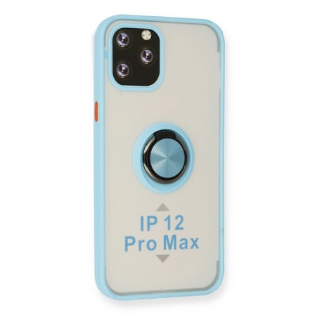 iPhone 12 Pro Max Kılıf Montreal Yüzüklü Silikon Kapak - Buz Mavi