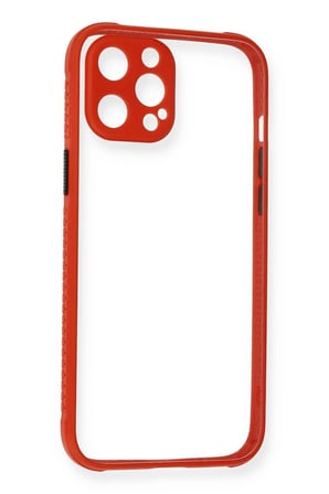 Uray store Apple iPhone 12 Pro Kılıf Miami Şeffaf Silikon - Kırmızı