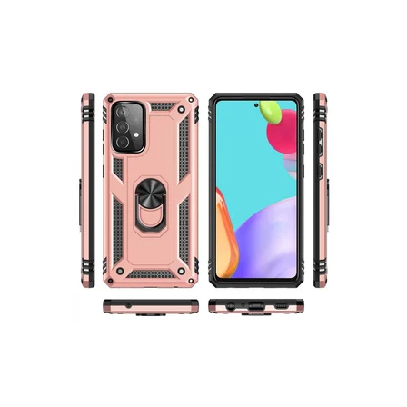 Newface Samsung Galaxy A32 Kılıf Sofya Yüzüklü Silikon Kapak - Rose