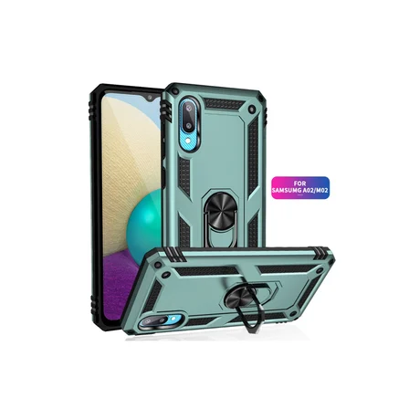 Newface Samsung Galaxy A02 Kılıf Sofya Yüzüklü Silikon Kapak - Yeşil
