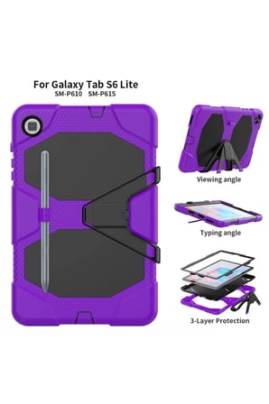 Newface Samsung Galaxy P610 Tab S6 Lite 10.4 Kılıf Griffin Tablet Kapak - Mor